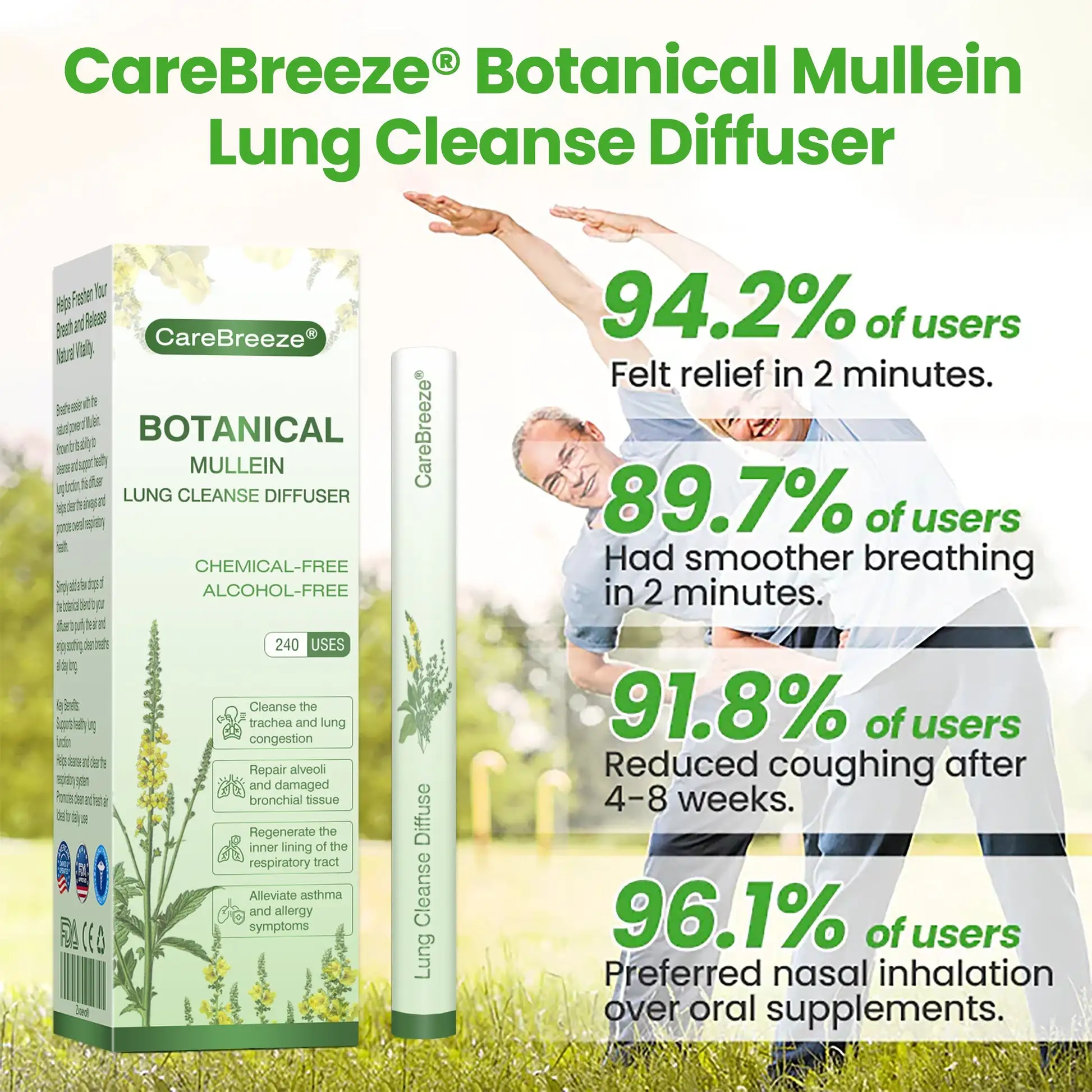 🫁Botanical
Mullein Lung Cleanse Diffuser(👨⚕️Directly acts on COPD, asthma, chronic bronchitis (CB), respiratory infections, lung cancer, sinusitis, and other conditions)