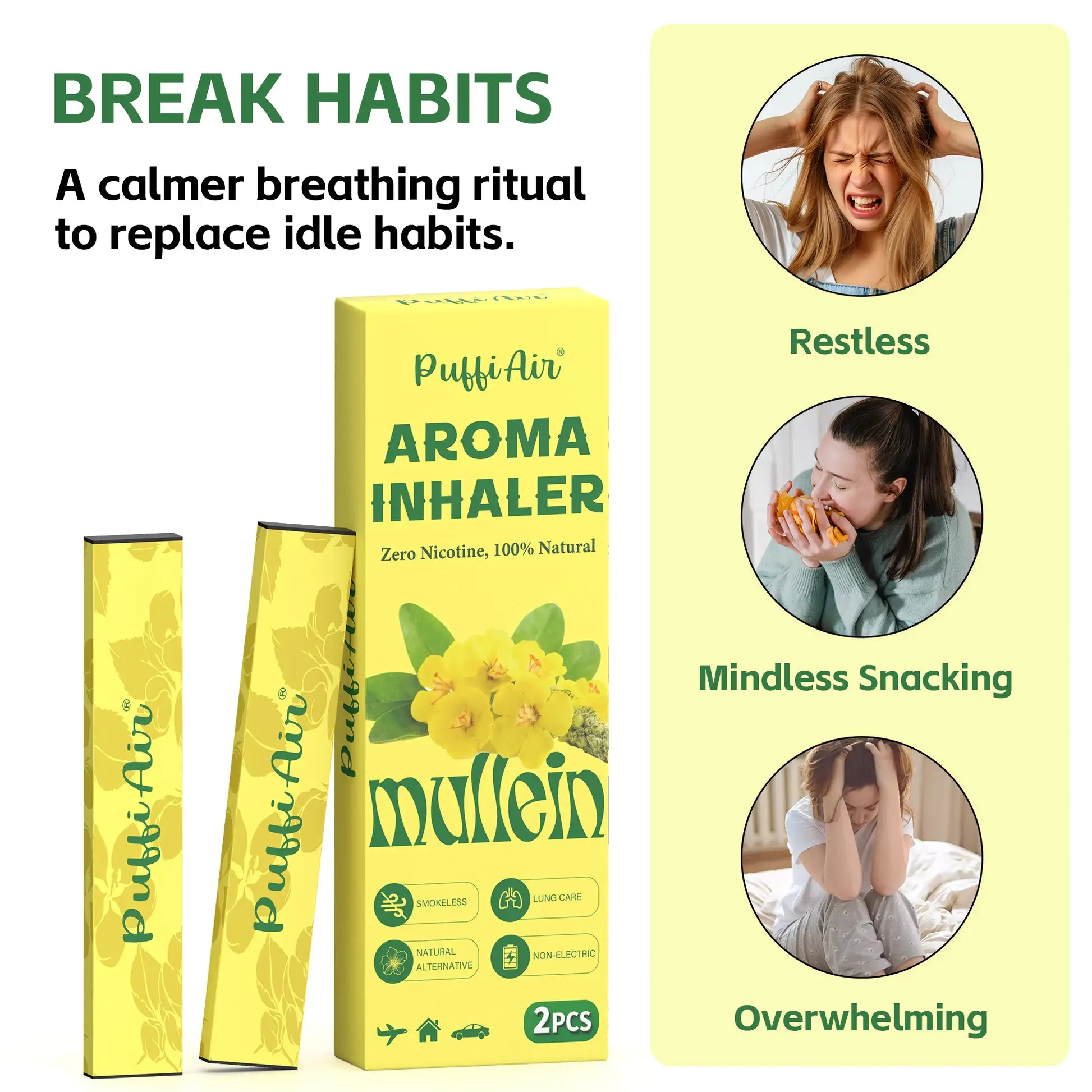 Mullein Smokeless Aroma Inhaler - 2 Pcs