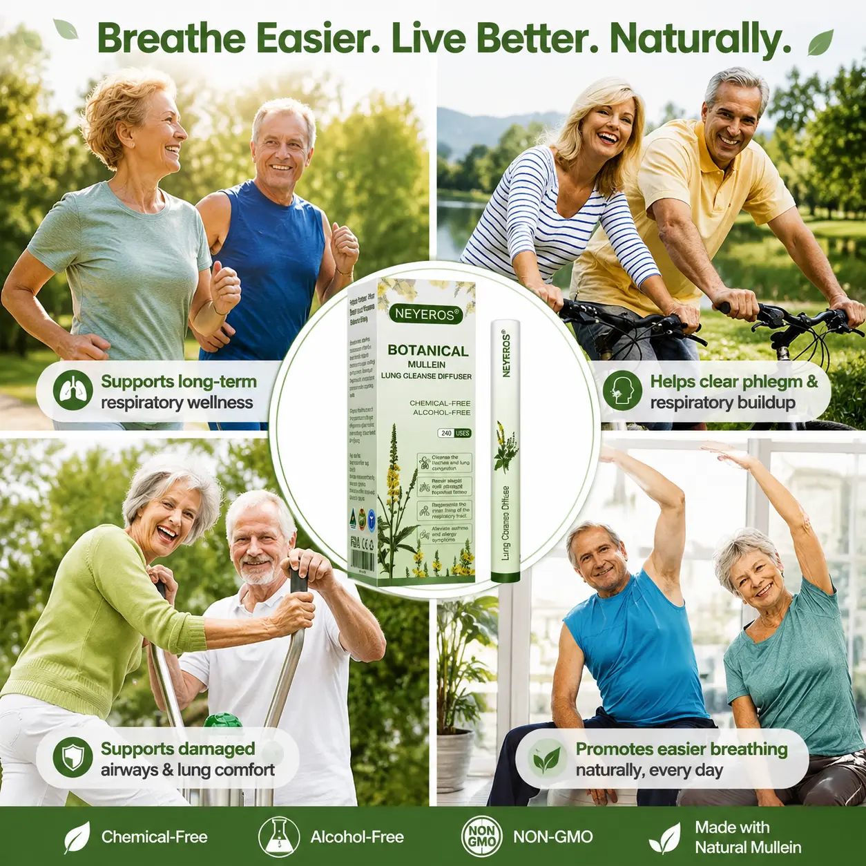 NEYEROS® Botanical Mullein Lung Cleanse Diffuser(Cough, Pharyngitis, shortness of breath, sputum, stuffy nose, bronchitis, bronchitis, allergy symptoms, lung discomfort✅)