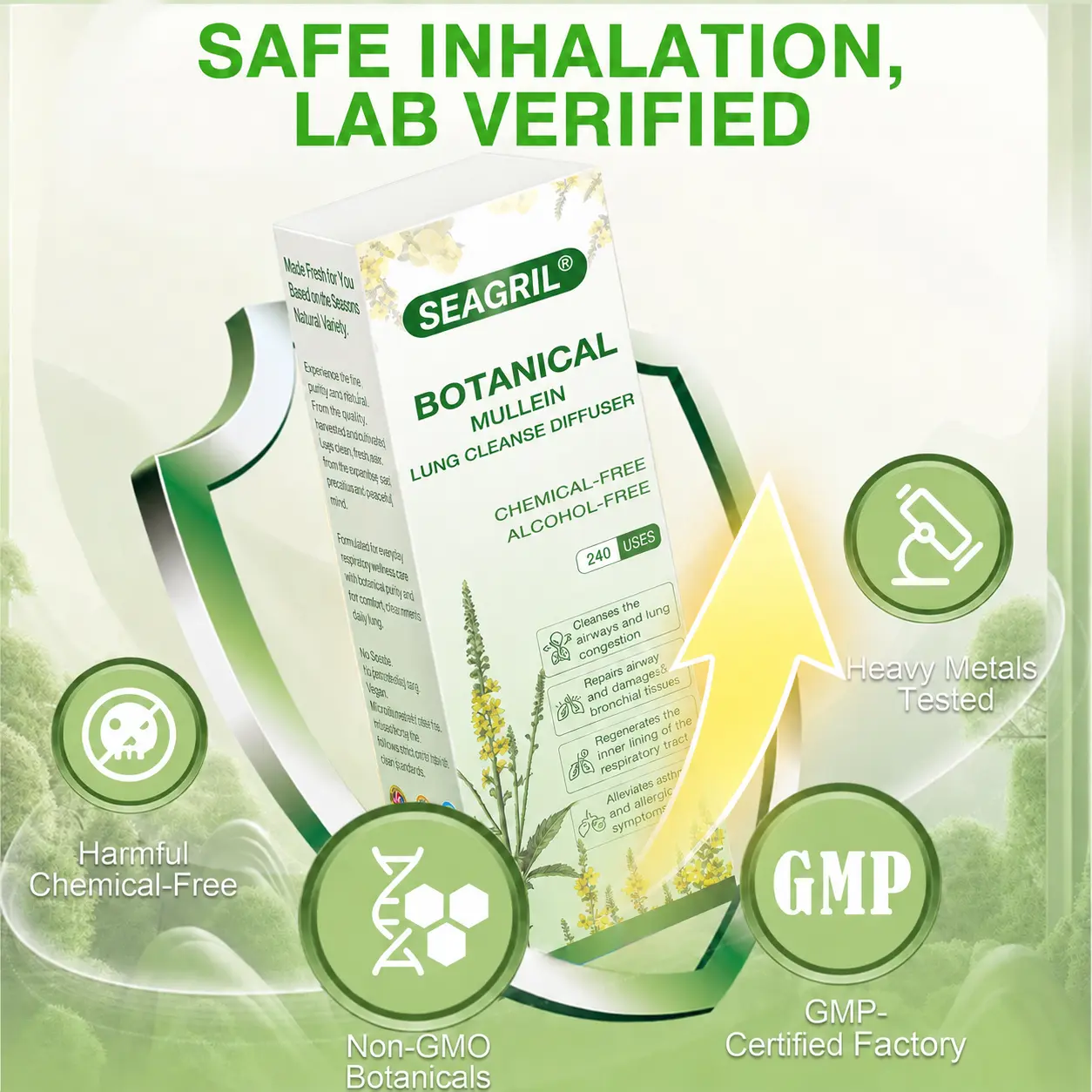 ❣️✅UK Owned and Operated|SEAGRIL® Botanical Mullein Lung Cleanse Diffuser (💝 Cough, wheezing, shortness of breath, sputum, stuffy nose, bronchitis, bronchitis, allergy symptoms, lung discomfort💝)