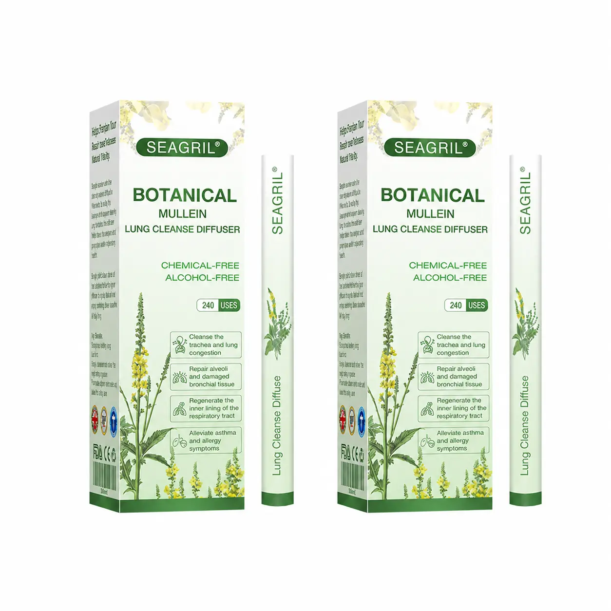 ❣️✅UK Owned and Operated|SEAGRIL® Botanical Mullein Lung Cleanse Diffuser (💝 Cough, wheezing, shortness of breath, sputum, stuffy nose, bronchitis, bronchitis, allergy symptoms, lung discomfort💝)