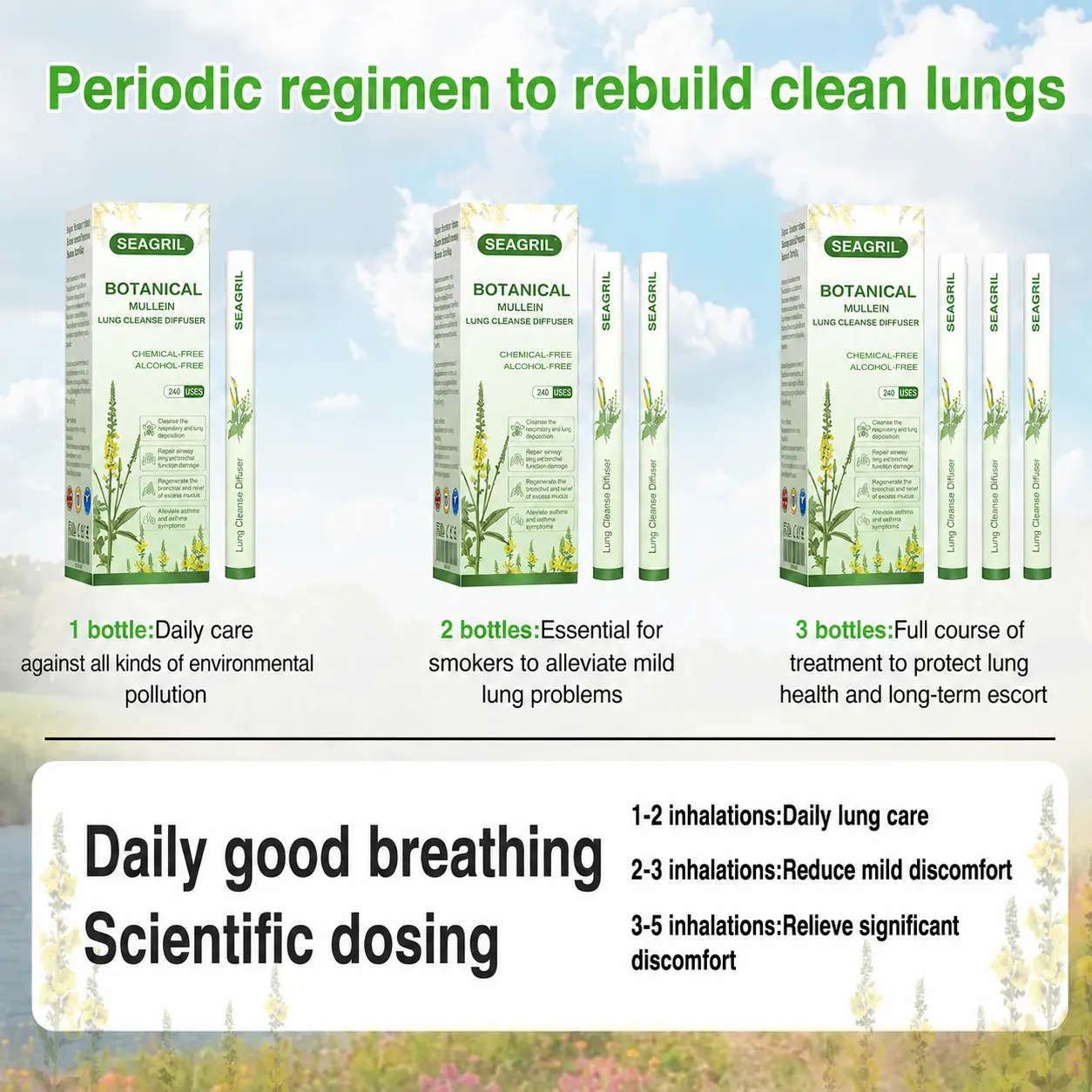 ❣️✅UK Owned and Operated|SEAGRIL® Botanical Mullein Lung Cleanse Diffuser (💝 Cough, wheezing, shortness of breath, sputum, stuffy nose, bronchitis, bronchitis, allergy symptoms, lung discomfort💝)