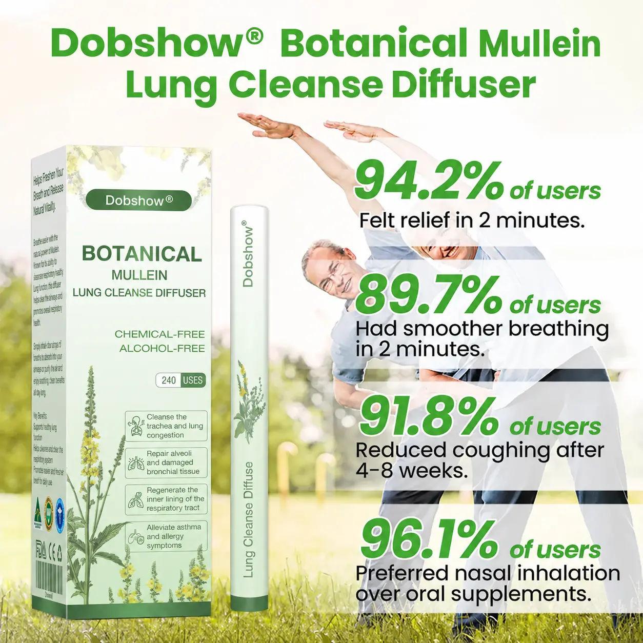 🏆𝐎𝐟𝐟𝐢𝐜𝐢𝐚𝐥 𝐔𝐒 𝐒𝐭𝐨𝐫𝐞🎉Over 100K+ Sold🔥 Dobshow® All-New Upgraded Botanical Mullein Lung Cleanse Diffuser 🌿 — 🫁Restore Your Lung Health